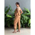Conjunto Maitê Blusa e Calça em Alfaiataria BEGE ESCURO