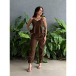 Conjunto Maitê Blusa e Calça em Alfaiataria MARROM CAFÉ