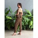 Conjunto Maitê Blusa e Calça em Alfaiataria MARROM CAFÉ