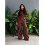 Calça Pantalona Laila em Alfaiataria MARROM