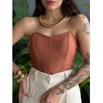 Cropped Corselet em Poliamida MARROM CLARO