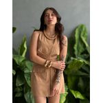 Conjunto Saia e Cropped Angela BEGE