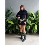 Vestido Glenda Manga Longa em Malha Ribana Premium PRETO