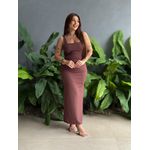 Vestido Midi em Crepe Ponto Roma MARROM