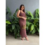 Vestido Midi em Crepe Ponto Roma MARROM