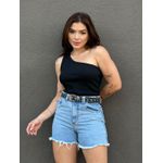 Blusa Nula Manga em Malha Ribana PRETO