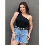 Blusa Nula Manga em Malha Ribana PRETO