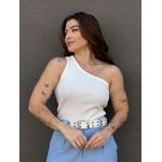 Blusa Nula Manga em Malha Ribana OFF WHITE