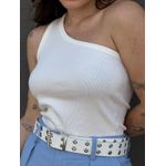 Blusa Nula Manga em Malha Ribana OFF WHITE