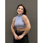 Cropped Vitoria Canelado Gola Alta CINZA MESCLA