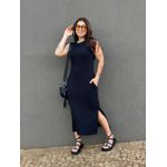 Vestido Longo Cavado Malha Premium PRETO
