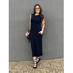 Vestido Longo Cavado Malha Premium PRETO
