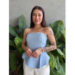 Blusa Manu Sem Alças em Alfaiataria AZUL CLARO