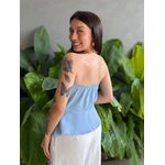 Blusa Manu Sem Alças em Alfaiataria AZUL CLARO