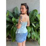 Blusa Manu Sem Alças em Alfaiataria VERDE ÁGUA