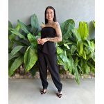Blusa Manu Sem Alças em Alfaiataria PRETO
