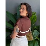 Blusa Marina Em Tricot Listrado MARROM COM BRANCO
