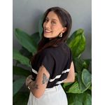 Blusa Marina Em Tricot Listrado PRETO COM BRANCO