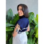 Blusa Marina Em Tricot Listrado AZUL MARINHO COM BRANCO 