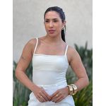 Cropped Alongado Alças Finas em Poliamida CREME