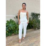 Cropped Alongado Alças Finas em Poliamida CREME