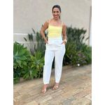 Cropped Alongado Alças Finas em Poliamida AMARELO MANTEIGA