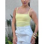 Cropped Alongado Alças Finas em Poliamida AMARELO MANTEIGA
