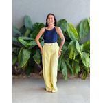 Calça Pantalona Jordana em Liocel AMARELO MANTEIGA