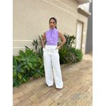 Calça Pantalona Jordana em Liocel OFF WHITE