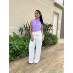 Calça Pantalona Jordana em Liocel OFF WHITE