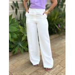 Calça Pantalona Jordana em Liocel OFF WHITE