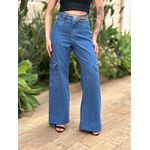 Calça Wide Leg Jeans Estilo LAVAGEM ESCURA 
