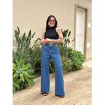 Calça Wide Leg Jeans Estilo LAVAGEM ESCURA 