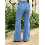 Calça Wide Leg Jeans Estilo LAVAGEM MEDIA 