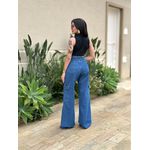 Calça Wide Leg Jeans Estilo LAVAGEM ESCURA 