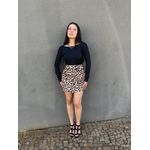 Saia Savana Curta em Alfaiataria ESTAMPADO ANIMAL PRINT