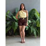 Blusa Nula Manga em Alfaiataria AMARELO MANTEIGA