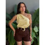 Blusa Nula Manga em Alfaiataria AMARELO MANTEIGA