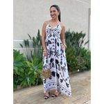 Vestido Longo Betina ESTAMPADO BEGE COM PRETO