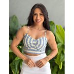 Conjunto Ines Cropped e Camisa LISTRADO AZUL 
