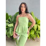 Conjunto Peplum Mavie Calça e Blusa em Alfaiataria VERDE CLARO