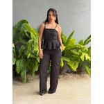 Conjunto Peplum Mavie Calça e Blusa em Alfaiataria PRETO