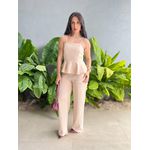 Conjunto Peplum Mavie Calça e Blusa em Alfaiataria BEGE