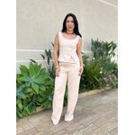 Conjunto Paula Calça e Blusa em Alfaiataria BEGE CLARO