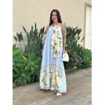 Vestido Longo Aline ESTAMPADO AZUL CLARO COM AMARELO