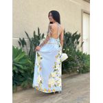 Vestido Longo Aline ESTAMPADO AZUL CLARO COM AMARELO