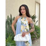 Vestido Longo Aline ESTAMPADO AZUL CLARO COM AMARELO