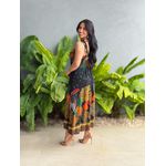Vestido Midi Angelina ESTAMPADO PRETO COM LARANJA