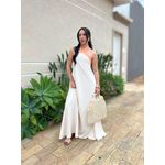 Vestido Longo Babi Frente Única BEGE CLARO COM LARANJA
