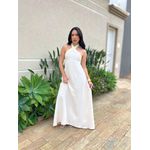 Vestido Longo Babi Frente Única BEGE CLARO COM AMARELO MANTEIGA